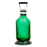 A contemporary St Louis 225th anniversary glass decanter of sleeve form with tapered neck and