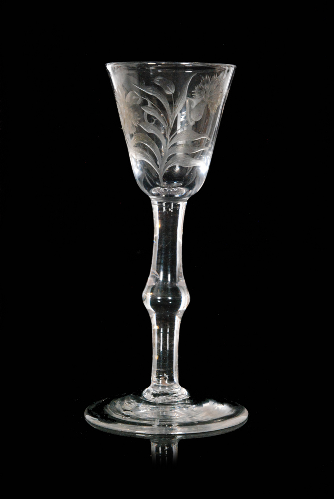 An 18th Century Jacobite drinking glass circa 1745,
