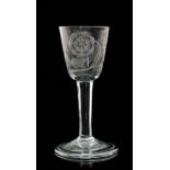 An 18th Century Jacobite drinking glass circa 1750,