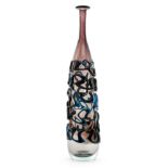 A large Mdina glass Attenuated Bottle vase, circa 1970,