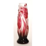 A contemporary Smiths cameo glass vase of footed swollen sleeve form,