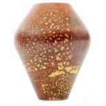 A later 20th Century Isle of Wight Firecracker glass vase of angular shouldered form,