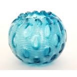 A late 19th Century Stevens and Williams glass posy vase of globular form with a wave and tight
