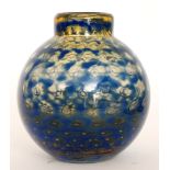 A 1930s WMF Ikora glass vase of globular form with collar neck,