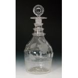 A Belfast Act of Union glass decanter circa 1800,