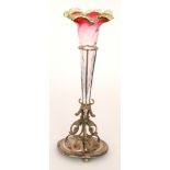 A late 19th Century silver plated posy stand made by Mark Willis and Sons of circular form with