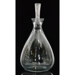 A Lalique crystal glass Phalsbourg decanter of ovoid form rising to a square waisted stopper with