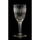 A large 1930s John Walsh Walsh crystal glass goblet,