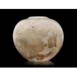 A later 20th Century Isle of Wight White Azurene glass vase of globular form,