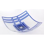 A later 20th Century Studio glass bowl of swept square form,