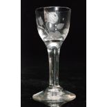 An 18th Century Jacobite drinking glass circa 1745,