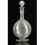 A large late 19th Century Stevens and Williams Verre de Soie crystal glass decanter,