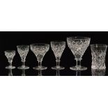 A part suite of John Walsh Walsh table glass comprising six red, seven white, nine champagne,