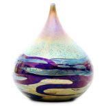 A contemporary Isle of Wight glass Nightscape Onion vase of squat ovoid form with attenuated neck,