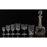 A part suit of John Walsh Walsh table glass comprising five tumblers, five wine, eight port,