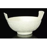 A late 19th Century Sowerby Queens Ivory pressed glass bowl in the Aesthetic taste,