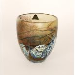 A later 20th Century Isle of Wight glass Landscape vase of conical form,