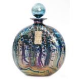 A contemporary limited edition Isle of Wight glass Night Undercliff scent bottle of compressed form