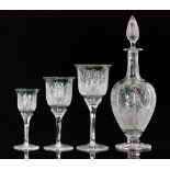 A large John Walsh Walsh crystal glass suite comprising ten red wine, eleven white, nine champagne,
