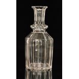A mid 19th Century clear crystal carafe circa 1850 of slice cut shouldered form with collar neck,