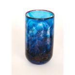 A later 20th Century Isle of Wight archive collection glass vase of sleeve form with applied rim,