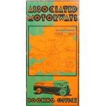 A rectangular single sided pictorial enamel sign for Associated Motorways Coaches Booking Office,