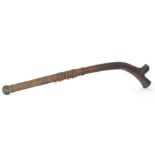 A 19th Century Fijian hardwood Kirkano club of worked and shaped form with rope twist detail,