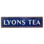 A single sided advertising enamel sign for 'Lyons' Tea',