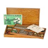 A Meccano No 6 outfit in wooden case with instruction booklet for a No 1 set and various