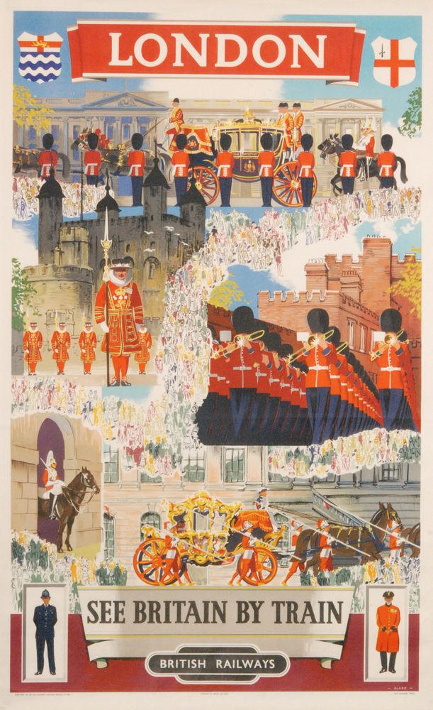 A British Railways poster titled 'London see Britain by train',