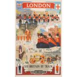 A British Railways poster titled 'London see Britain by train',