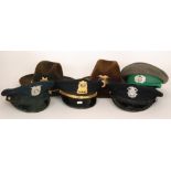 Seven American troopers badged brown felt hats, various states,