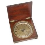 A 19th Century compass by Dollond London with recessed dial into a mahogany case, diameter 20cm,