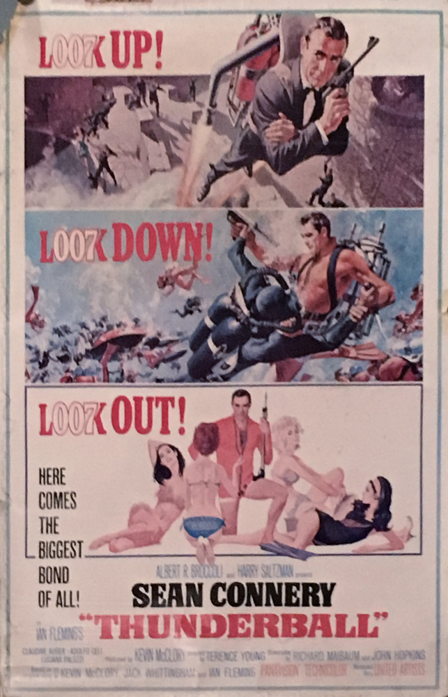 An original 1965 James Bond film poster for Thunderball, No 65/372, by United Artist Corporation,