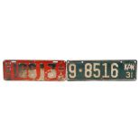 An American licence plate dated 1916 Ore 16613,