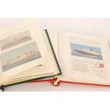 Two albums containing stamps and real photographic postcards of ships calling in a at the port of