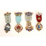 Four hallmarked silver Masonic Founders Jewels comprising Ceredigion Lodge No 4550,