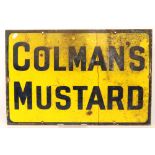 A single sided advertising enamel sign for Colman's Mustard, black letters to a yellow ground, 40.