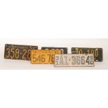 A collection of American licence number plates from the 1930s to include Wisconsin 1938 282.