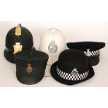 A 19th Century peaked policeman's hat with silver cap badge for West Riding Constabulary by Hobson