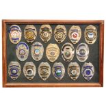 A collection of late 20th Century American enamelled tribal insignia police badges for 'Patrolman'