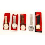 Three 1970s gentleman's wrist watches, each with circular dial and baton markers,