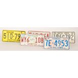 A collection of American licence number plates from the 1970s to include Hawaii, Louisiana,