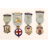 Four assorted 20th Century hallmarked silver Masonic Jewels comprising Connaught Lodge No 4802,
