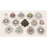 Ten 20th Century police enamelled helmet badges, various divisions to include Avon & Somerset,