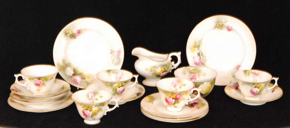 A small collection of assorted Royal Worcester teawares comprising five teacups and saucers,