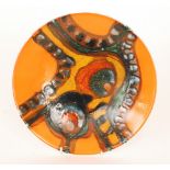 A Poole Pottery Delphis shape 4 shallow bowl decorated in the typical manner with a bright abstract