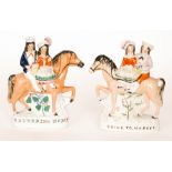 A pair of 19th Century Staffordshire figures titled Returning Home and Going to Market, height 23cm.