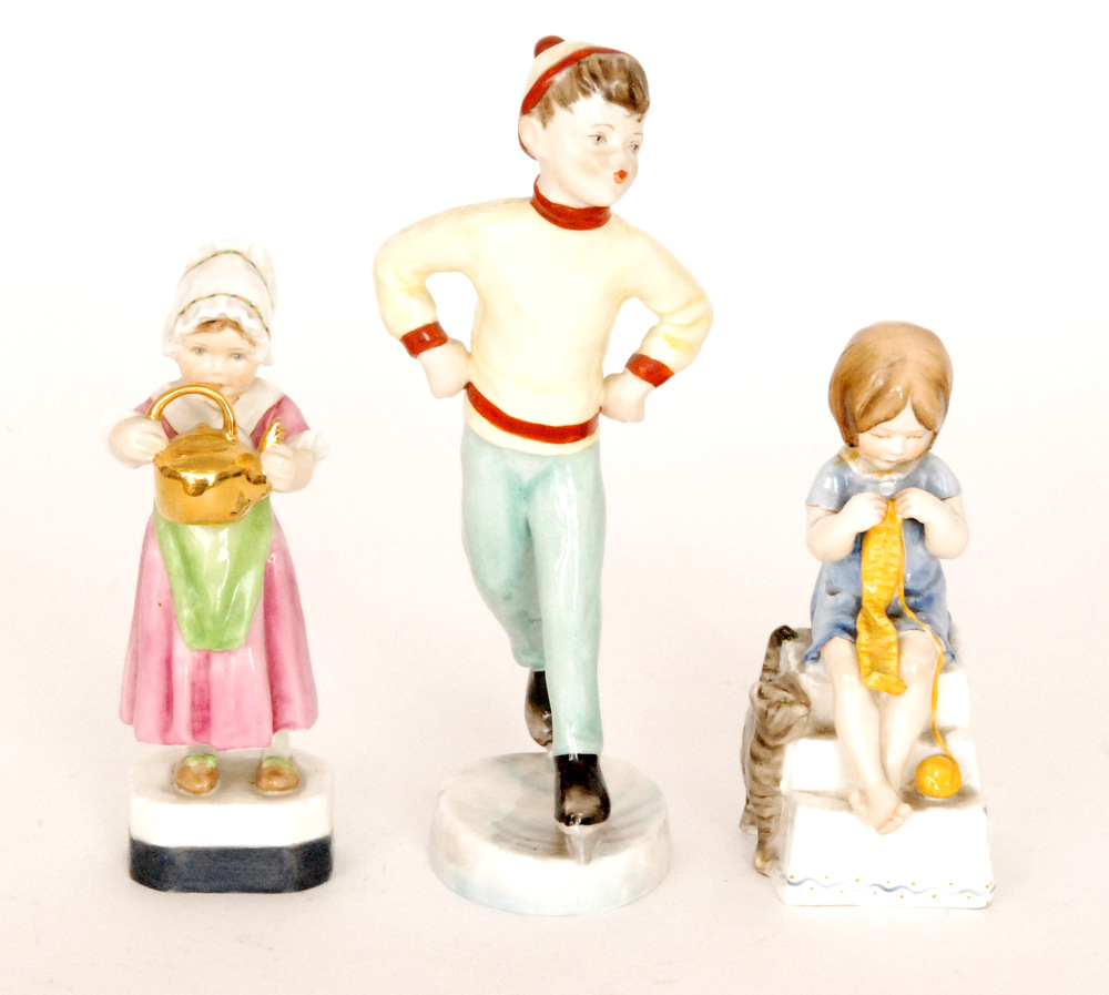 Three Royal Worcester figurines modelled by Freda Doughty comprising Tuesday's Child Is Full Of