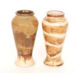 Two Cobridge Pottery Stoneware vases of inverted baluster form decorated in tonal brown and sand